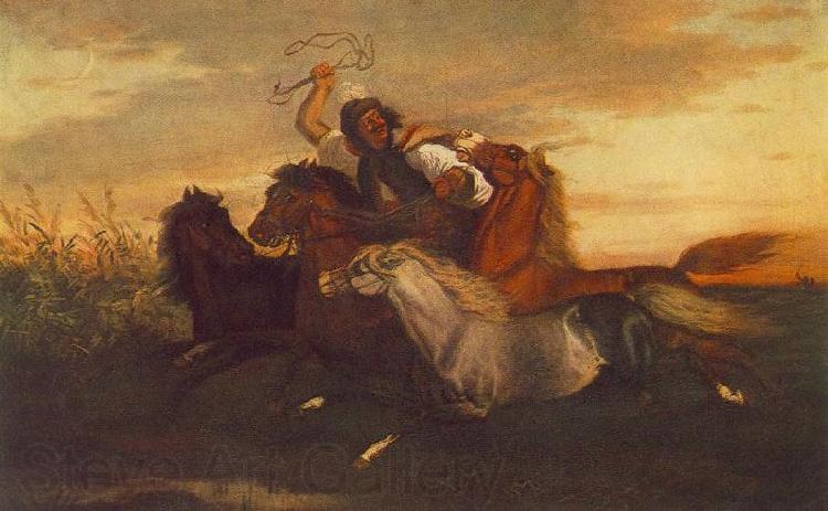 Karoly Lotz Galloping Outlaw France oil painting art